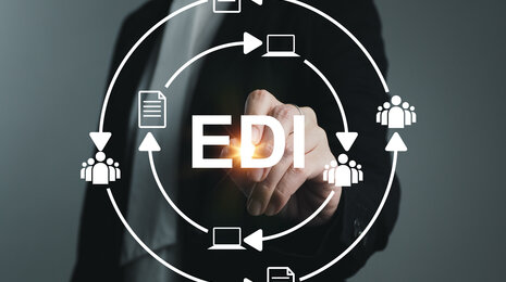 © iStockphoto/Marut Khobtakhob EDI concept with interconnected digital icons, representing electronic data interchange processes