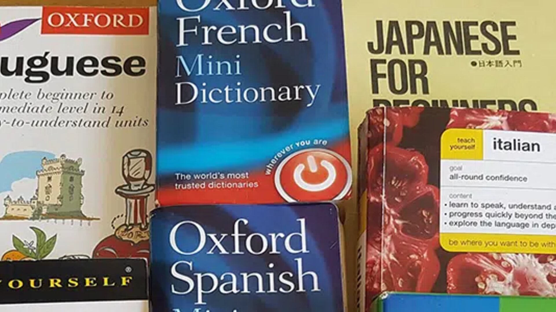 A collection of language learning books